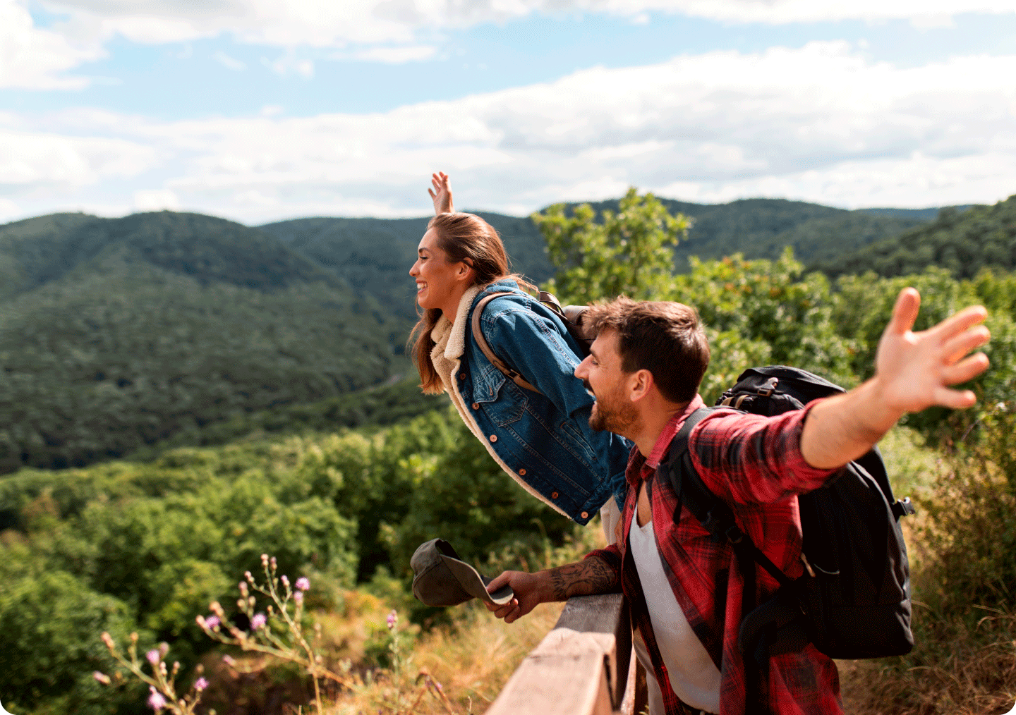 Young couple enjoying nature and a sustainable environment. Sustainable Vacation Rental Awards 